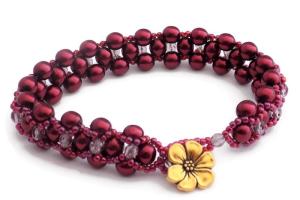 Cranberry Red Czech Crystal  Bracelet, Artisan Beaded Jewelry