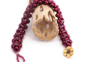 Cranberry Red Czech Crystal  Bracelet, Artisan Beaded Jewelry