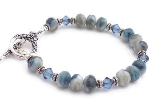 Winter Blue Bracelet, Czech Swarovski Crystals Handmade Jewelry Gift 
