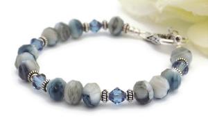 Winter Blue Bracelet, Czech Swarovski Crystals Handmade Jewelry Gift 