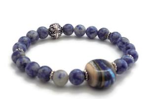 Sodalite Gemstone Stretch Bracelet, Healing Crystal Jewelry Gift