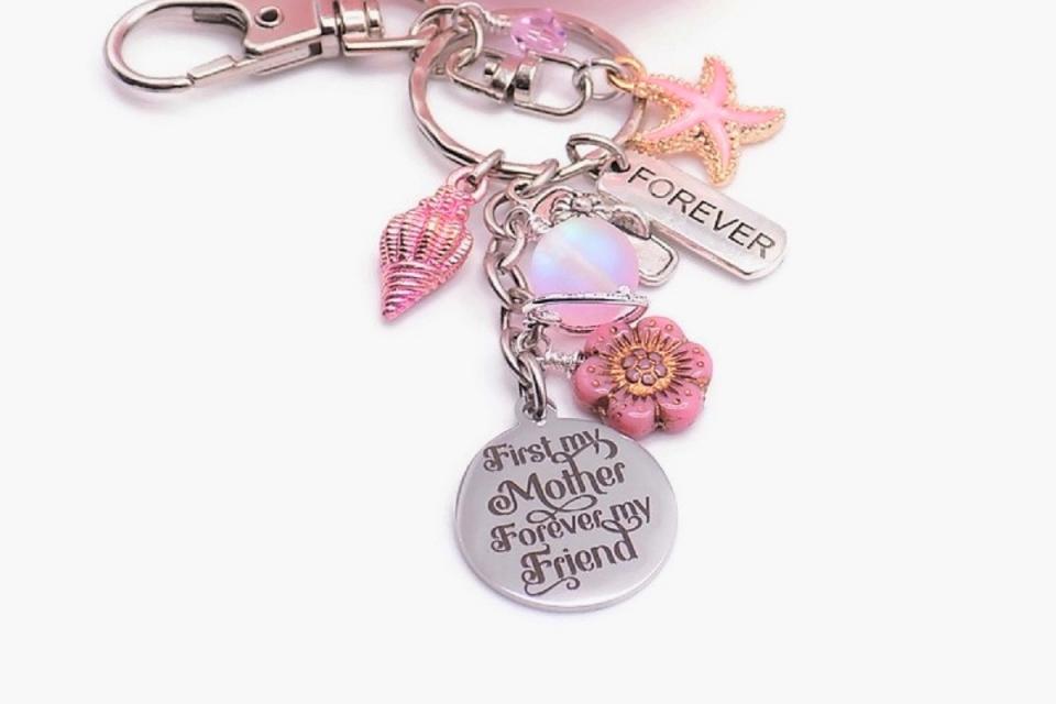 Keychain for Mom, First My Mother Forever My Friend Message, Handmade Gift